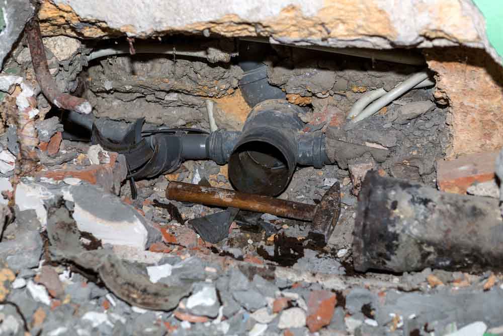 damaged sewer pipe